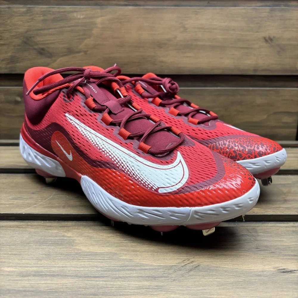 New Nike Alpha Huarache Elite 4 Low Red Baseball Cleats DJ6521-616 Men's Size 15